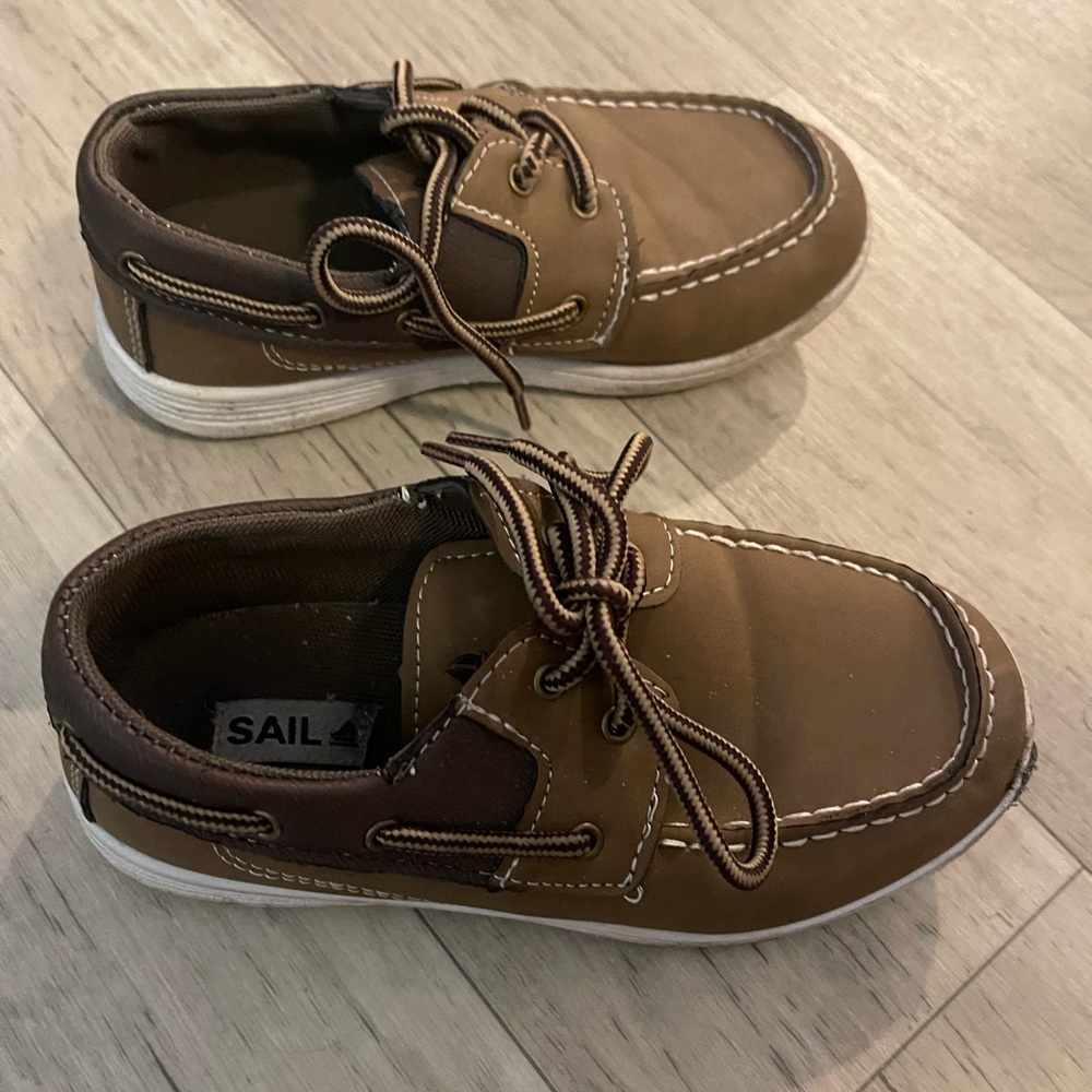 Sail pull on boat dress shoes kids boys toddler sz 12